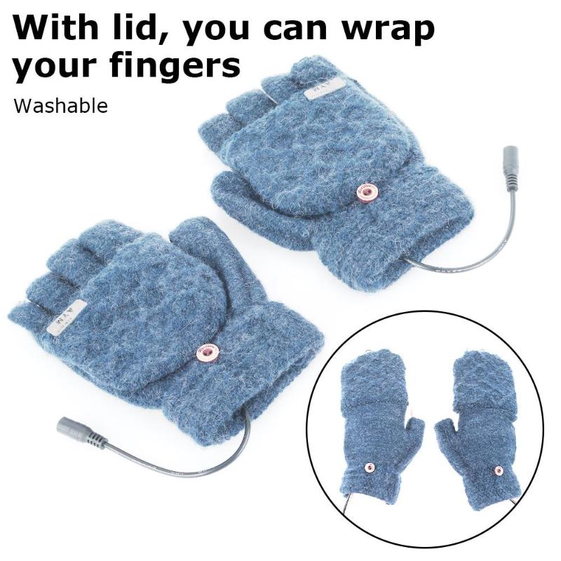 

USB Heated Gloves Knitted Heating Gloves 4 Color 5V Durable Battery Powered Sports Motocross Heated Winter, Black