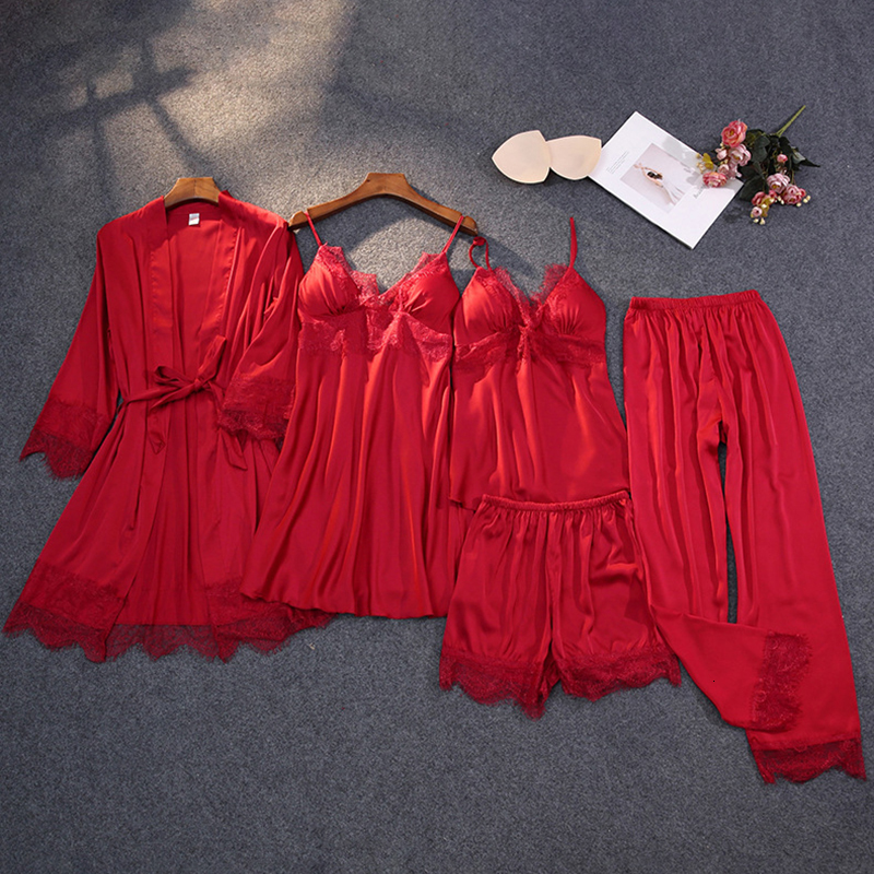 

2021 New Spring Summer Sets of Women's Pajamas with Solid Income Elegant Sleepwear Thin Female Nightwear Cocoon Homeswear Jbih, Pink