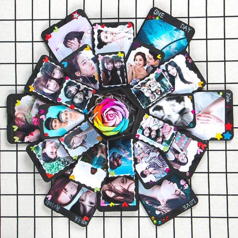 

Gift Wrap Hexagon Explosion Box DIY Craft Po Romantic Anniversary Birthday