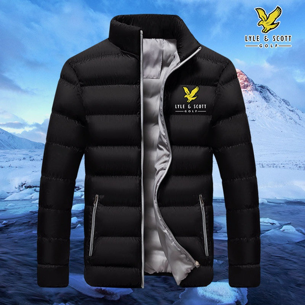 

2020 Lyle & Scott Stand Collar Mens Thickening Down Jacket Men Outdoor Sports Sailing Skiing Outerwear Zipper Coat, As picture