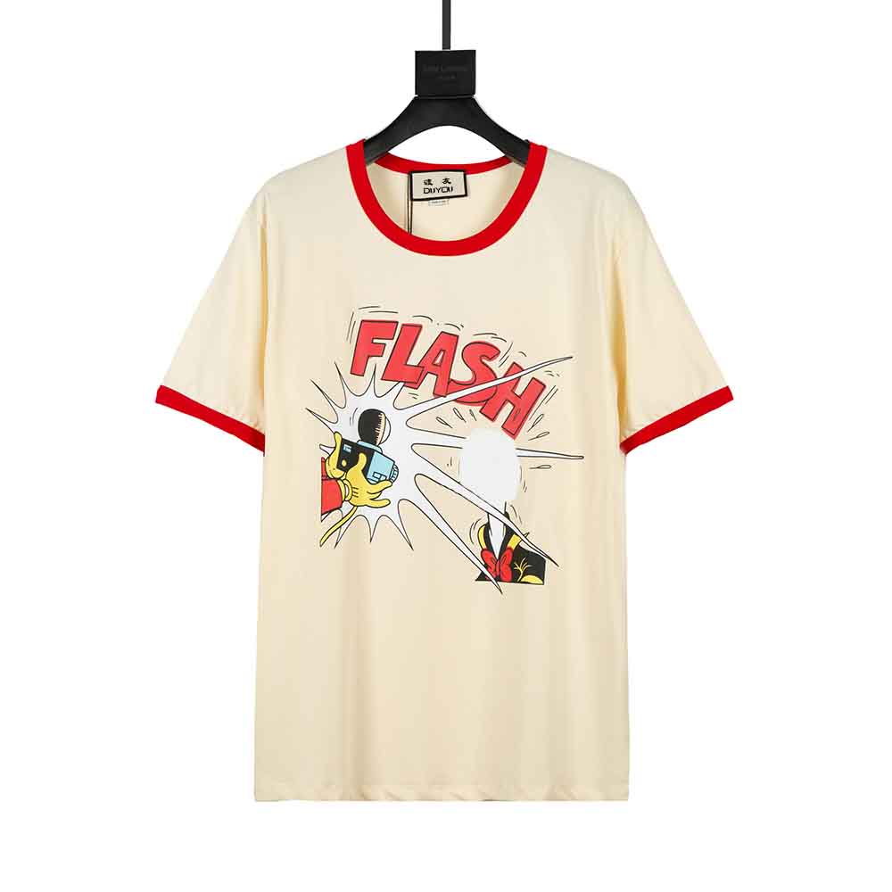 

DUYOU 2021SS New T-shirts Men's and Women's T Shirts Contrasting Color Animal Letter Print Logo Short Sleeves Tops Tee Brand Clothing XS, White;black