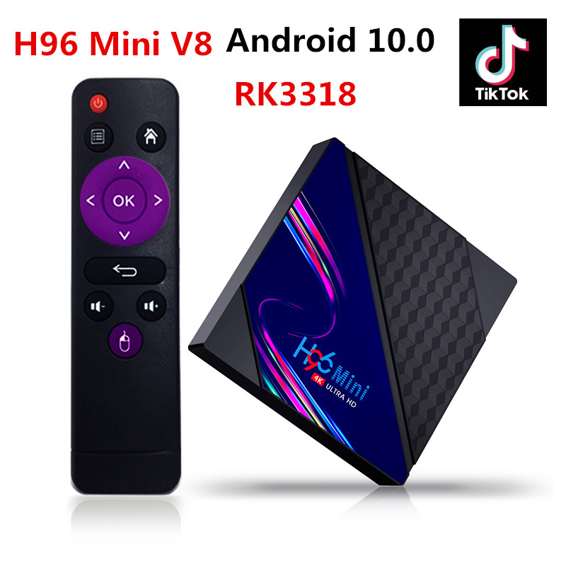 

H96 Mini V8 Android 10.0 Smart TV Box RK3228A 2G16G 1G8G Quad Core TV Box 2.4G Wifi 4K Support Tik Tok