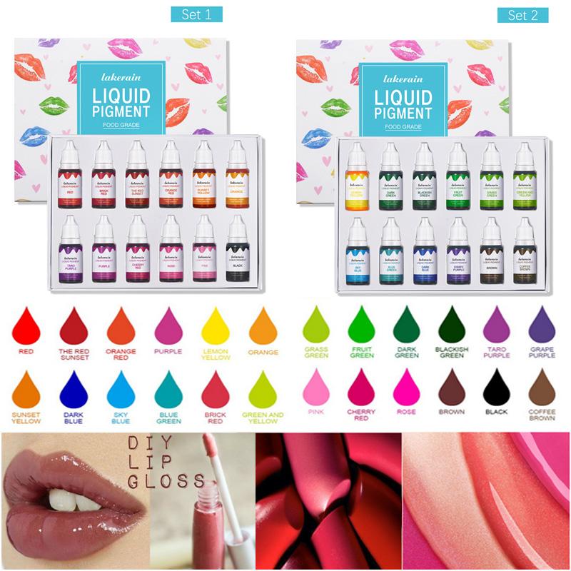 

12PCS/Set Multicolor DIY Lip Gloss Liquid Pigment Grade Compound Colorant Additives Handmade Lip gloss Pigments, Set 02
