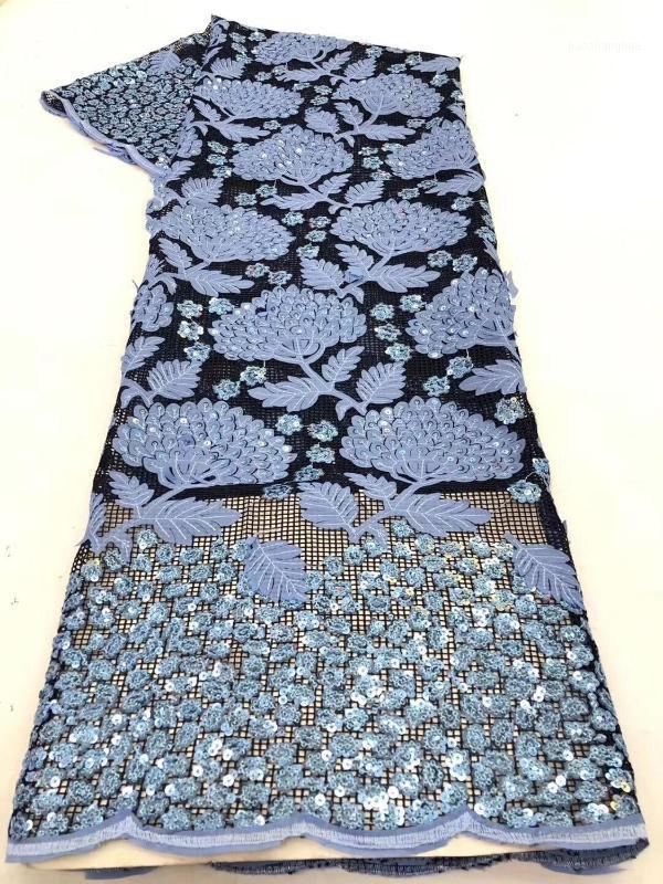

Ribbon Sky Blue Gold African Organza Sequins Lace Fabric 2021 High Quality Nigerian French Net Mesh Fabrics For Women Dress1