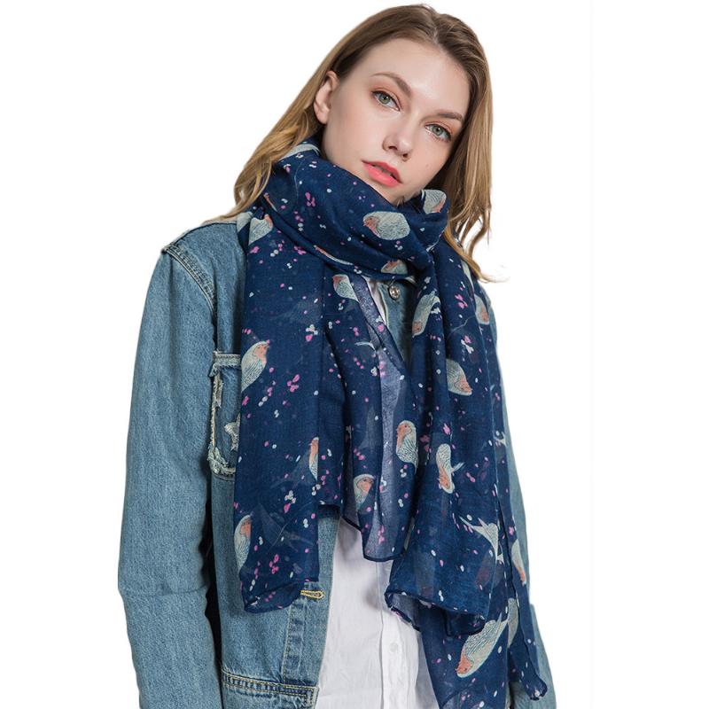 

2020 New Unisex Warm Scarves Women Ladies Long Cute Winter Christmas Robin Bird Patten Print Scarf Wrap Fashion Elephant Print