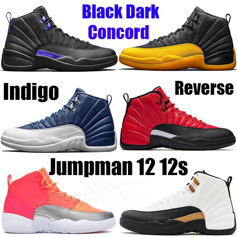 

New 12 12s mens Baslketball shoes Black Dark Concord University Gold Jumpman indigo Reverse Flu Game taxi CNY Dark Grey Running sneakers, 14