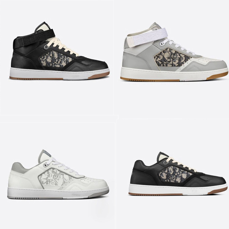 

New B27 Printing Fashion Shoes 3D Reflective Genuine Leather Trainers High Low-Top Oblique Men Women Calfskin Sneakers with box size 35-46