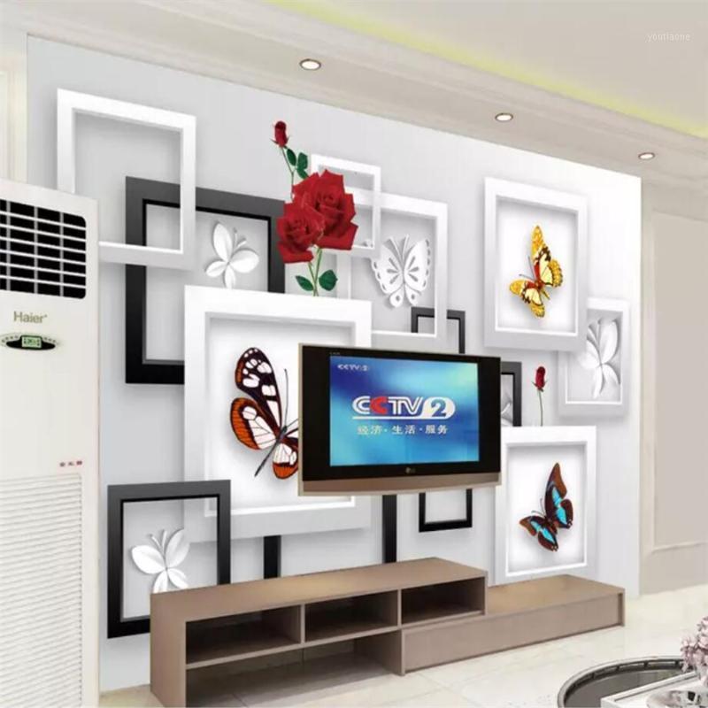 

CCustom wallpaper 3D murals butterfly dream fashion TV background wall living room restaurant 5d wallpaper 8d crystal painting1