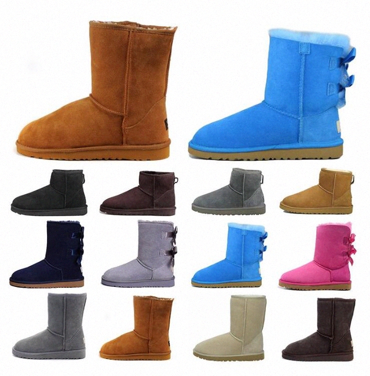 Australia New 2021 WGG chestnut half Ankle Boots for women girls Red Grey coffee Snow Boot Bailey Bowknot boot Warm Winter Shoes Eur 3 j5Ze#
