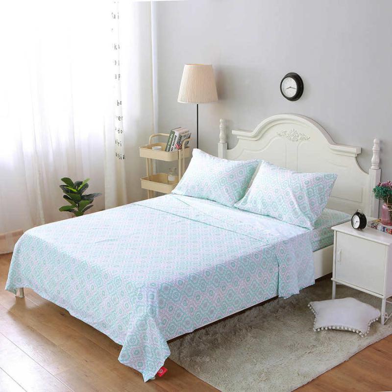 

Sheet and pillowcase flat 4-part floral pattern in polyester, Red