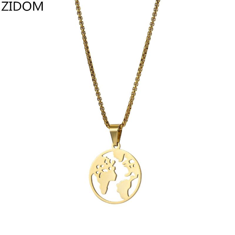 

Men Hip hop Map of the World pendant necklaces Stainless Steel never fade male trendy pendants necklace Hiphop jewelry gifts