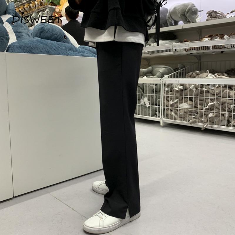 

High Waist Solid Suit Pants Men Korean Loose Straight Suit Pants Men's Simplicity Slim Boy 2020, Black