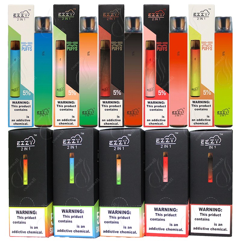 

New EZZY Super 2 in 1 Disposable Vape Pen 2000 Puffs 6.5ML Dual Switch 2IN1 Pods 900mAh Battery e Cigarette Pre-Filled Vaporizer Bars Kits, Mix types