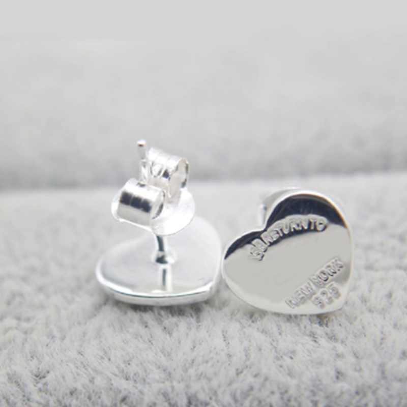 

Return to Heart Tag Stud Earrings Heart-shaped silver earrings Classic designer jewelry charms earring for women man gold rose gold love gift mini earstuds love gift