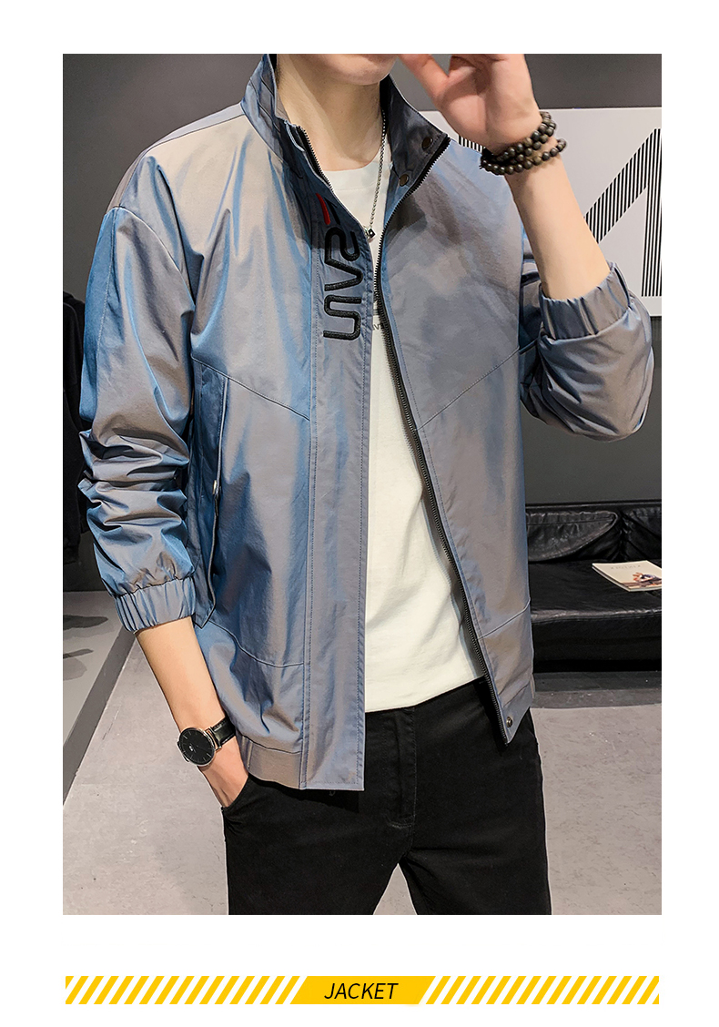 

Light Grey The New Tide Of Han Edition Line Handsome Leisure Jacket