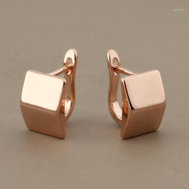

Stud Simple Copper 585 Rose Gold Earrings For Women Glossy Korean Send Friend Fashion1