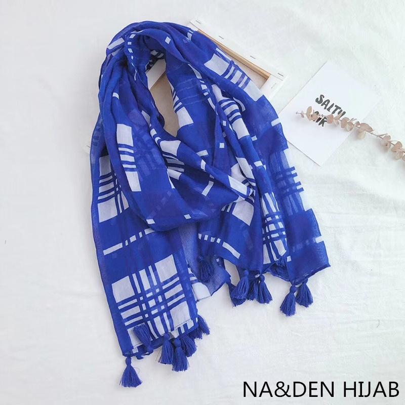 

New High Quantity Plaid print viscose women scarf/scarves wraps blue Muslim hijab shawl bandana 10pcs/lot fast shipping hot sale