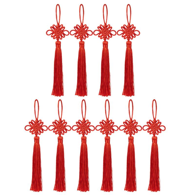 

20pcs Traditional Delicate Fortune Tassels New Year Pendants for Wall Gift, Red