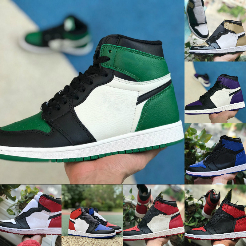 

High Quality 1 1s Men Women Basketball Bred Toe Black Green Game Royal UNC Patent Court Purple Shattered Banned TWIST Designers Shoes, K1016
