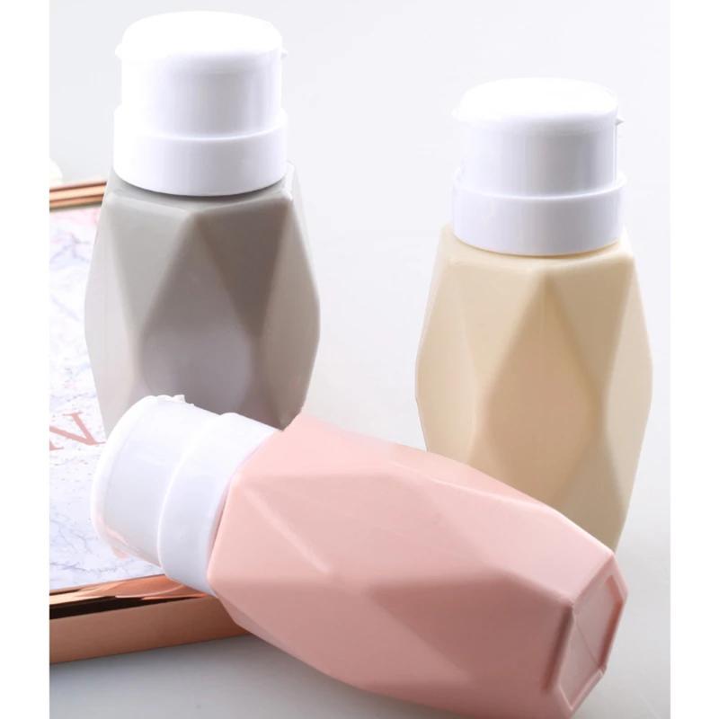 

200ML Refillable Bottles Nail Art Rhombus Pump Dispenser Empty Bottle Acrylic Gel Polish Remover Cleaner Liquid Container Storag