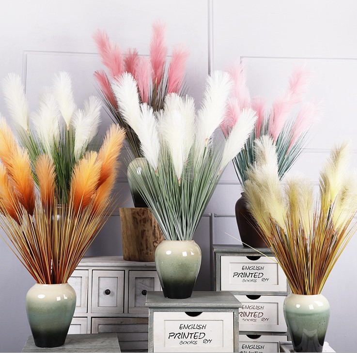 

85cm artificial Phragmites australis flower 5 heads Simulation reed home Decorative Flowers plant white pink orange, As pic
