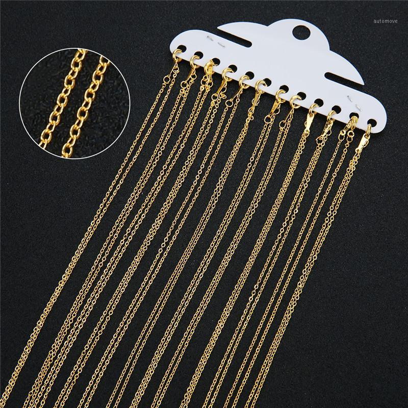 

12pcs Dia 1.5mm Metal Losster Clasps Chains Necklace Lot Women Copper Gold Color Link Chain Necklace Fashion Jewelry Length 40cm1