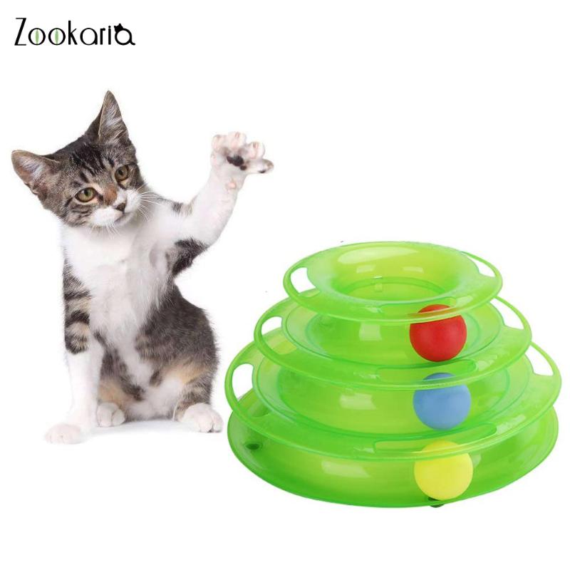 

Three Levels Pet Cat Toy Tower Tracks Disc Cat Intelligence Amusement Triple Pay Disc Toys Ball Training Amusement Plate