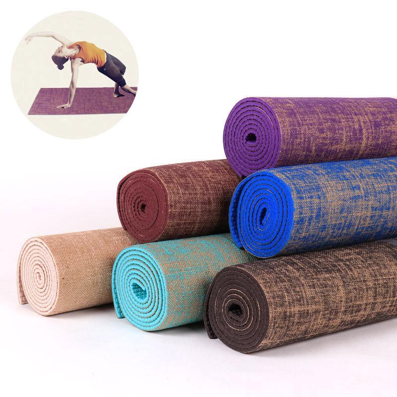 

183x61x0.6cm High Density PVC Flax Yoga Mats Anti-slip Gymnastic Body Building Exercise Pilates Pad Sport Fitness Exercise Mat