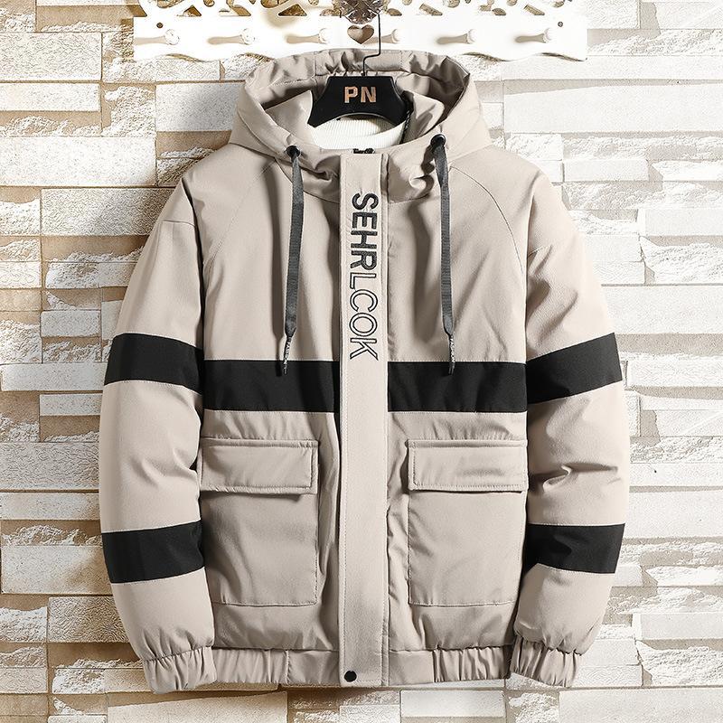 

ZITY Men Parka Coats Thicken Hooded Winter Warm Jacket Windproof Parkas Overcoat Casual Man Down Jackets Pockets Outerwear 4XL, Gray