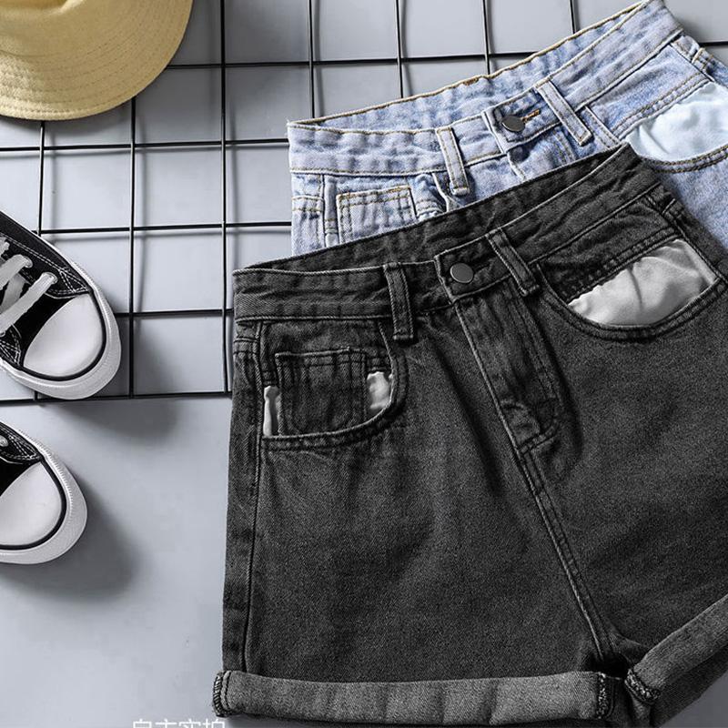 

Ailegogo 2020 New Summer Women Casual Wide Leg Blue Denim Shorts Vintage Female High Waist Solid Color Loose Jeans Shorts