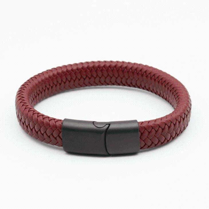 

Fashion Leather Braided Bracelet Red Hand Rope Casual Men's Bracelet1