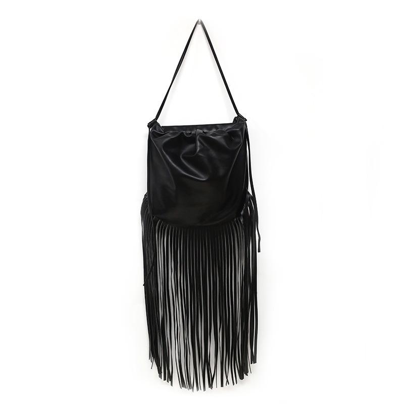 

Top Fashion Designer Long Fringe Tassel Pouch Bags Women Shoulder Bag Crossbody Bags PU Leather Vintage Women's Handbags Purses, Women bag black