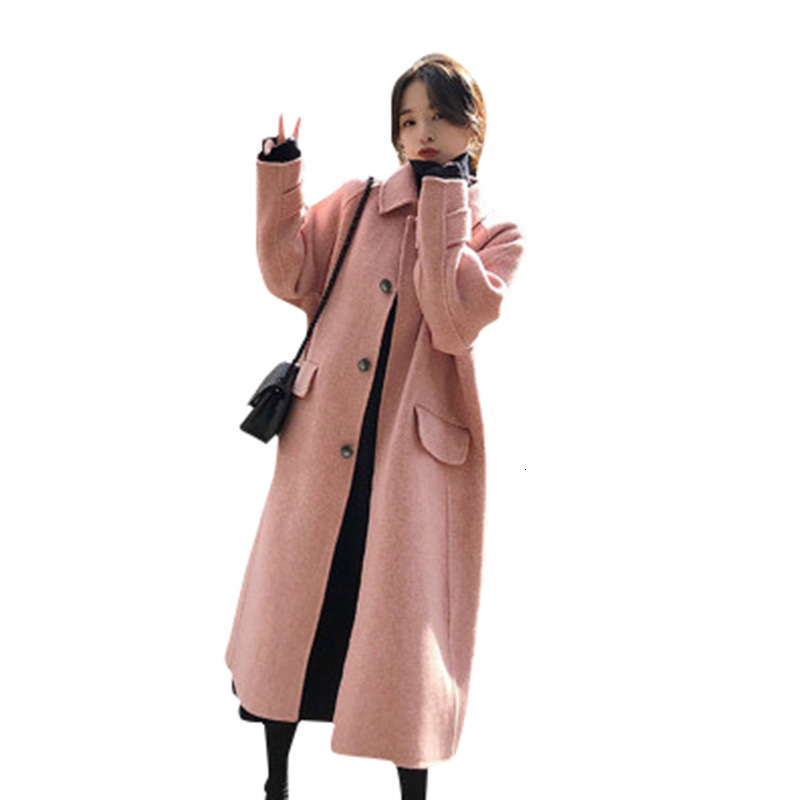

2021 New jacket Autumn and Standard Winter Fish Spine Solid lapel Simple temperament Small woolen woman's coat FVQ4, Warm honey powder.