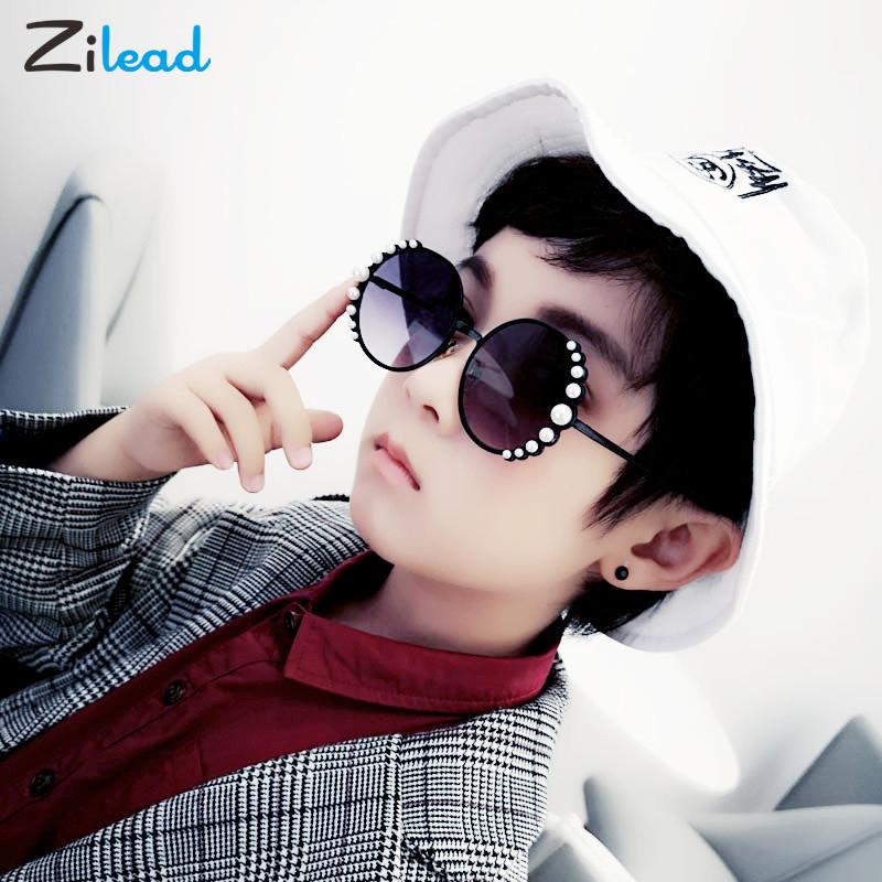 

Zilead Kids Round Pearl Sunglasses Cute Sun Glasses Children Ultraviolet-proof Sunshades Gold Metal Frame Eyelasses Boys&Girls