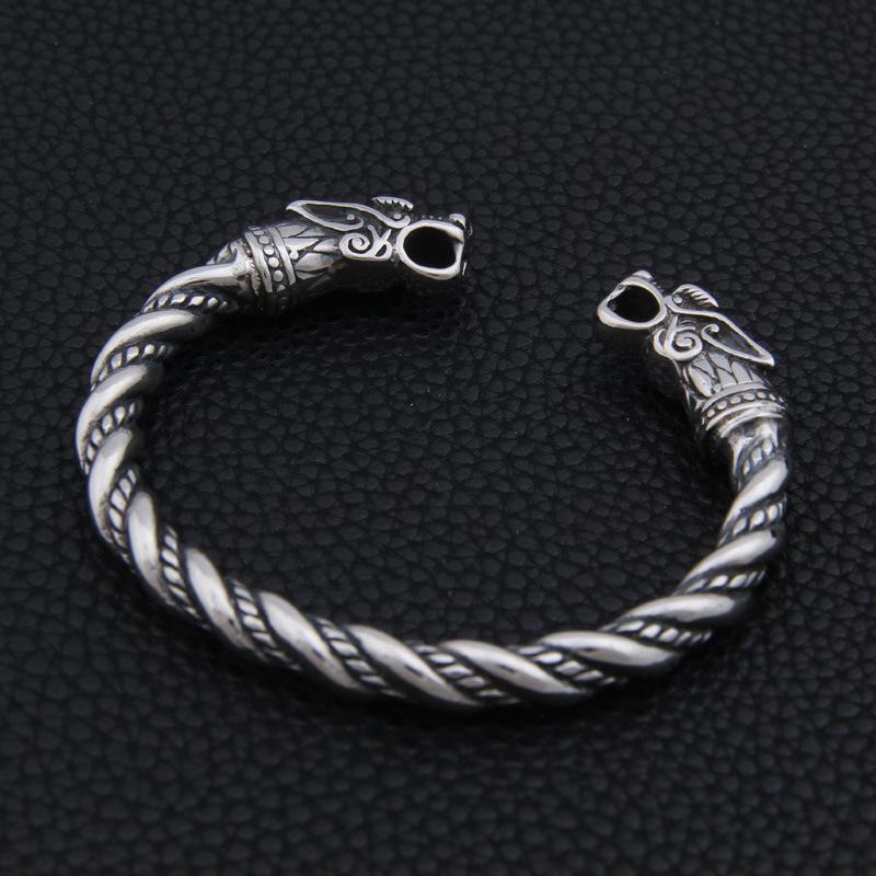 

Steampunk DOuble Dragon Head Cuff Bracelets For Women Jewelry Fashion Accessories Viking Style Stainless Steel Men Wristband