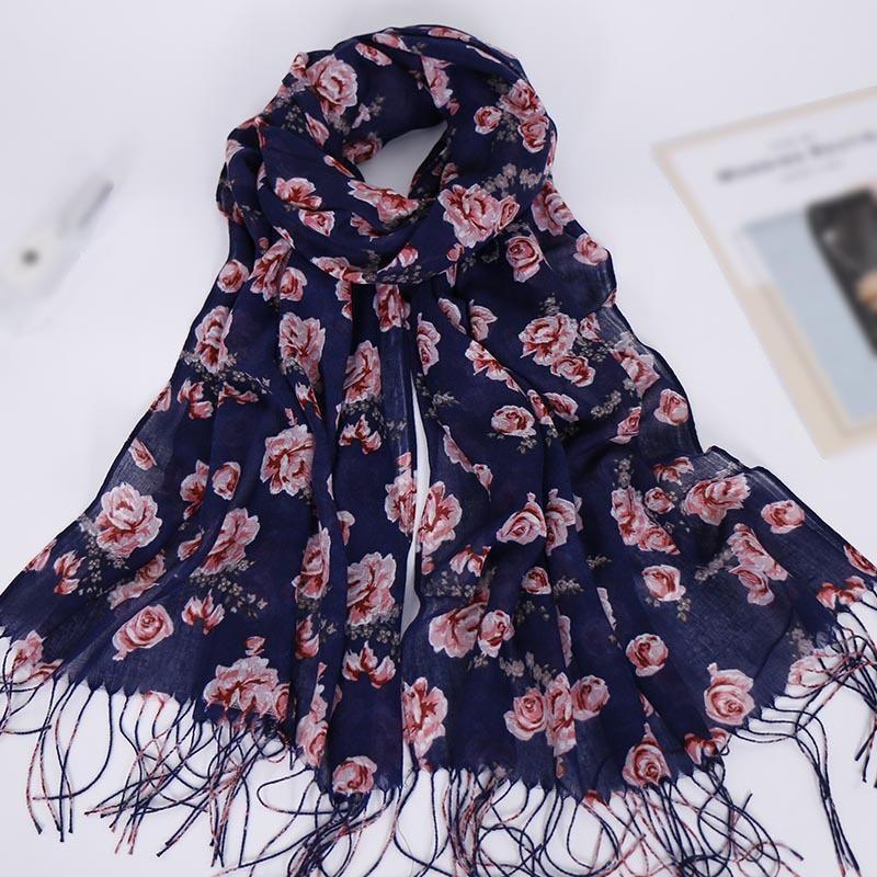

The new 2021 printed spun rayon fringed edge lady scarf shawl fashion headband VS136 Indonesia in series
