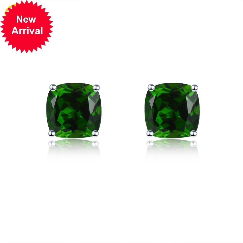 

Hutang coxim 5.0mm genuine diopside bolt prisoner 925 silver sterling Korean boy precious stone earrings jewelry 2020
