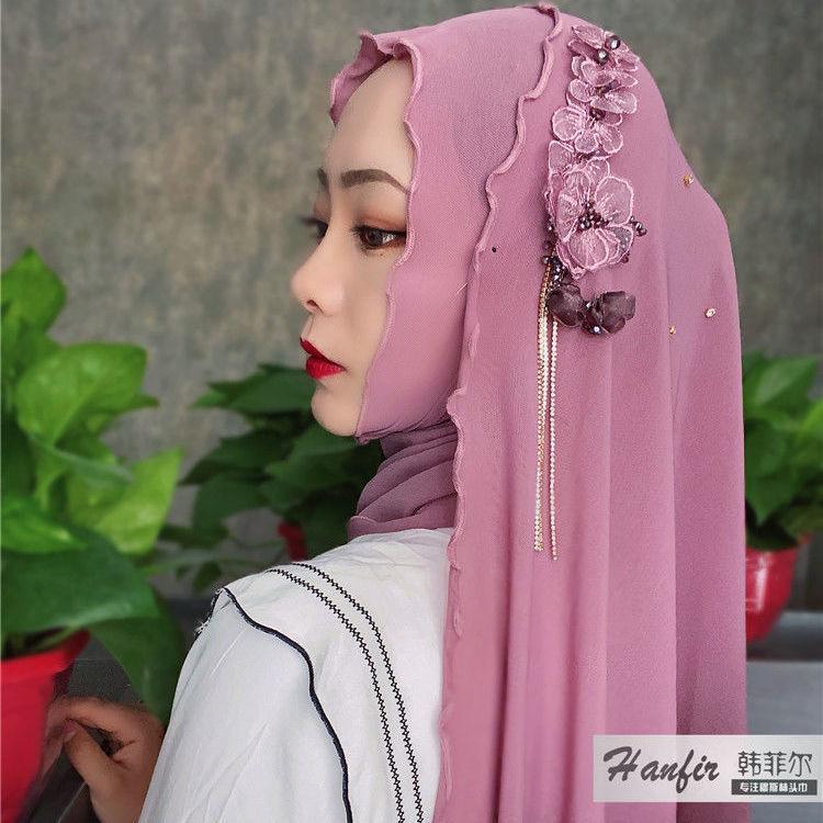 

Shawl Wrap Islamic Muslim flower appliques Hijab for ladies