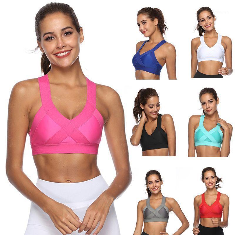 

Women Workout Sports Bra Sexy V-Neck Criss-Cross Yoga Bralette Fitness Tank Vest1, Green