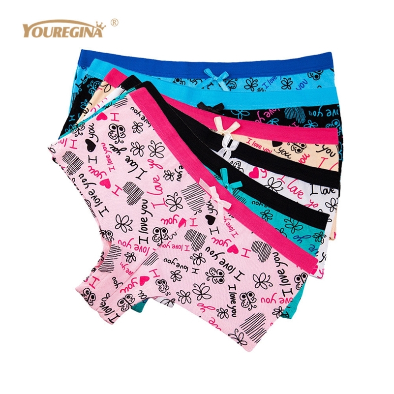 

YOUREGINA Womens Boxers Underwear Sexy Ladies Panties Boyshorts Letter Print Cotton Shorts Underpants Woman Panty 6pcs/set 201112, Multi