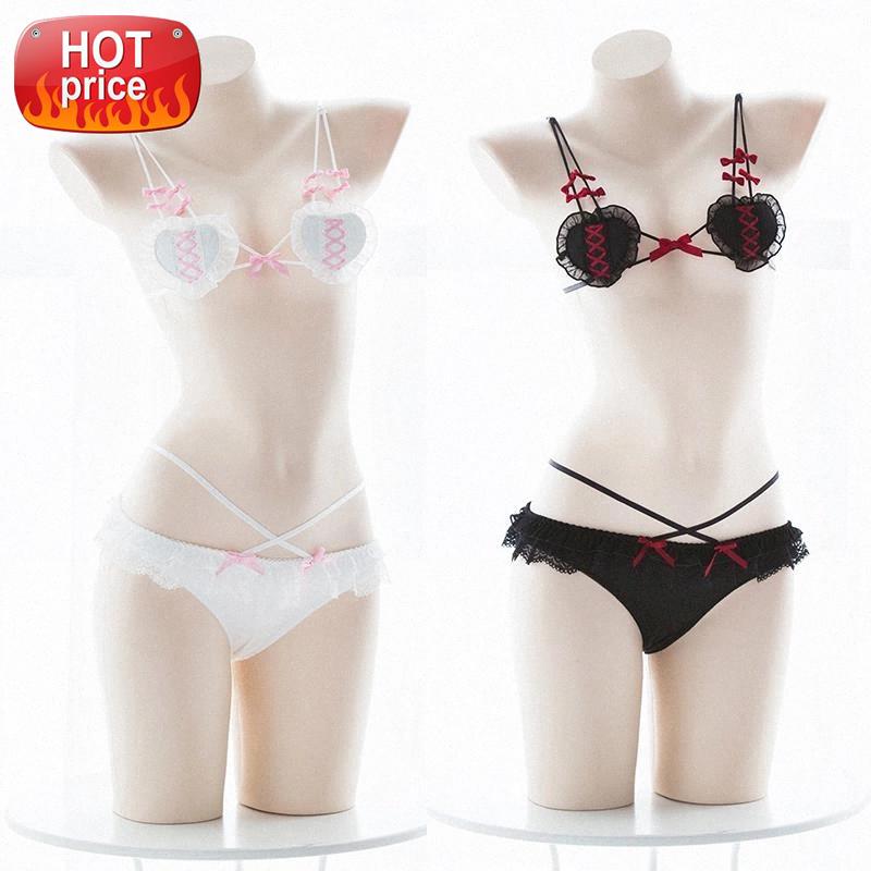 

Cute Micro Bikini Sexy Anime Cosplay Lingerie Devil and Angel Lolita Bra and Panty Set Wholesale Women Underwear Exotic Apparel #uX7i, Black;white