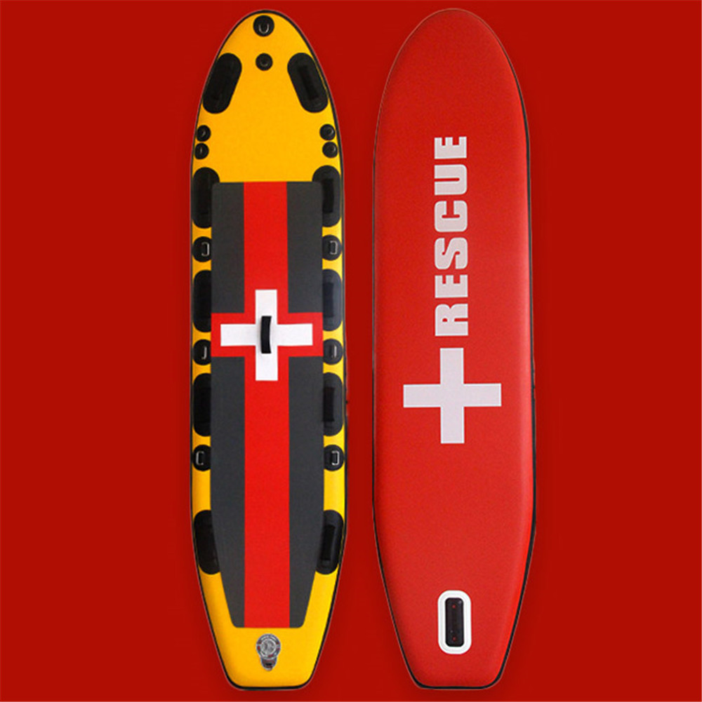 

317x81x15cm Red Surfboard Inflatable Water rescue board patrol stretcher Double layers SUP Boards with more D rings for Emergency events