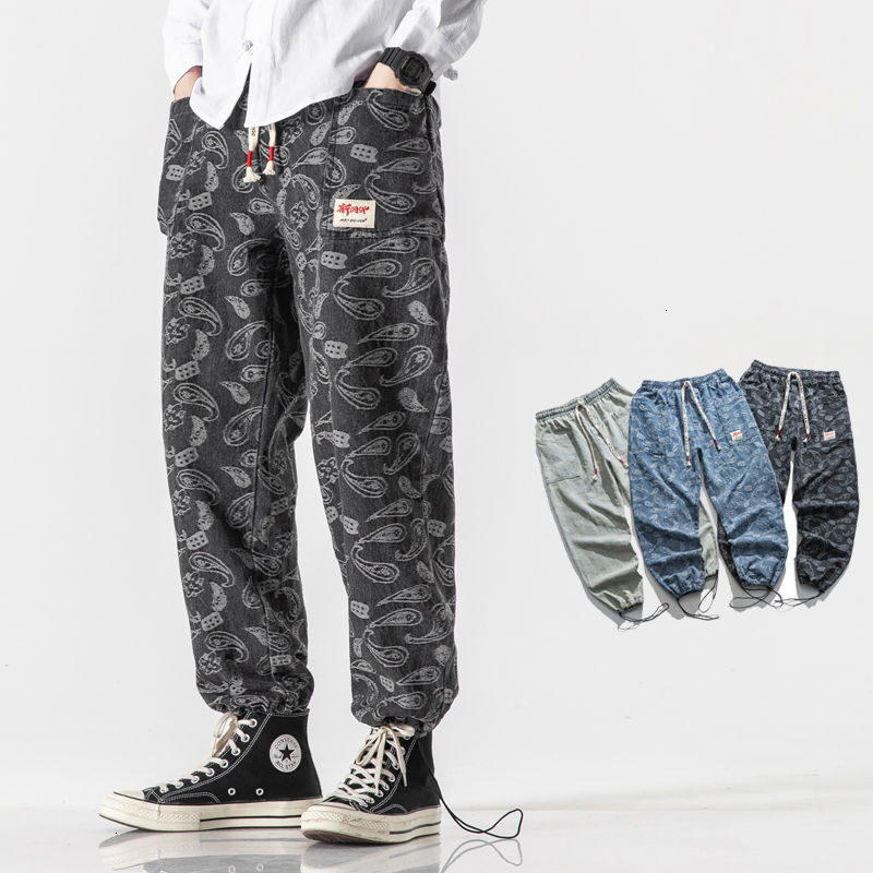 

2021 Men's Casual Oversize New Embroidered Chinese Style Fashion Woman Jeans Streetwear Straight Male Denim Pants Wlre, Black