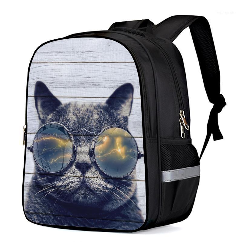 

British Bobtail Cat Wearing Sunglasses Cool Laptop Backpacks School Bag Child Book Bag Sports Bags Bottle Side Pockets1, 33x28x16cm