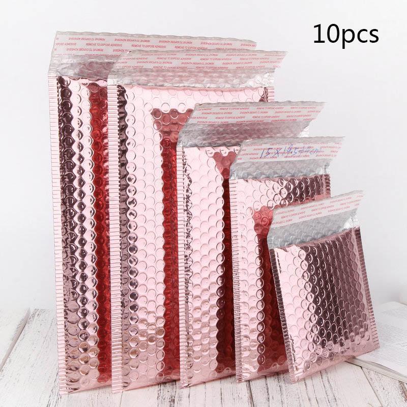 

Rose Gold Aluminum Film Bubble Bag Padded Envelope Bubble Mailing Express Packaging Shipping Bag for Wedding Gifts Eyelashes1