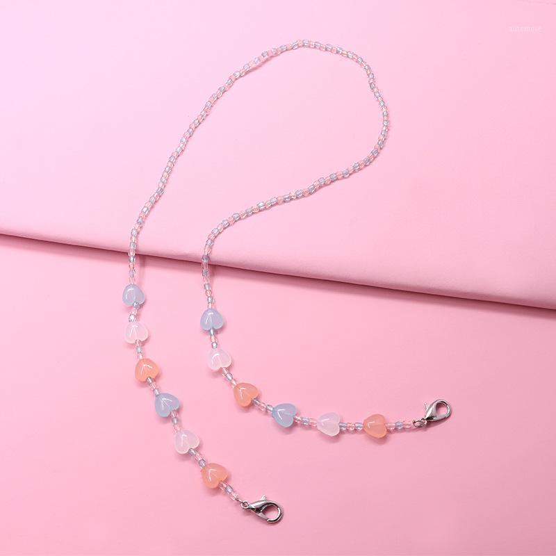 

Adjustable Anti-lost Mask Lanyard Peach Heart Beads Chain Necklace Strap Mask Holder Ear Saver Holder School Supplies1