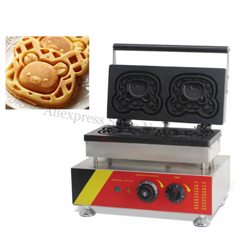 

Cute Bear Waffle Machine Stainless Steel Cartoon Bear Cake Baker Maker with Timer and Temperature Controller
