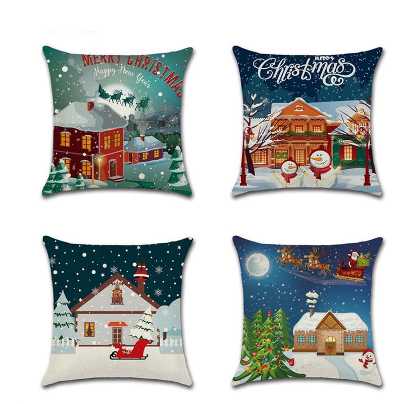 

Cushion/Decorative Pillow Christmas Day Theme Cushion Covers Home Decor Pillows Cartoon Snowman House Sofa Linen 45*45cm, Christmas series-4