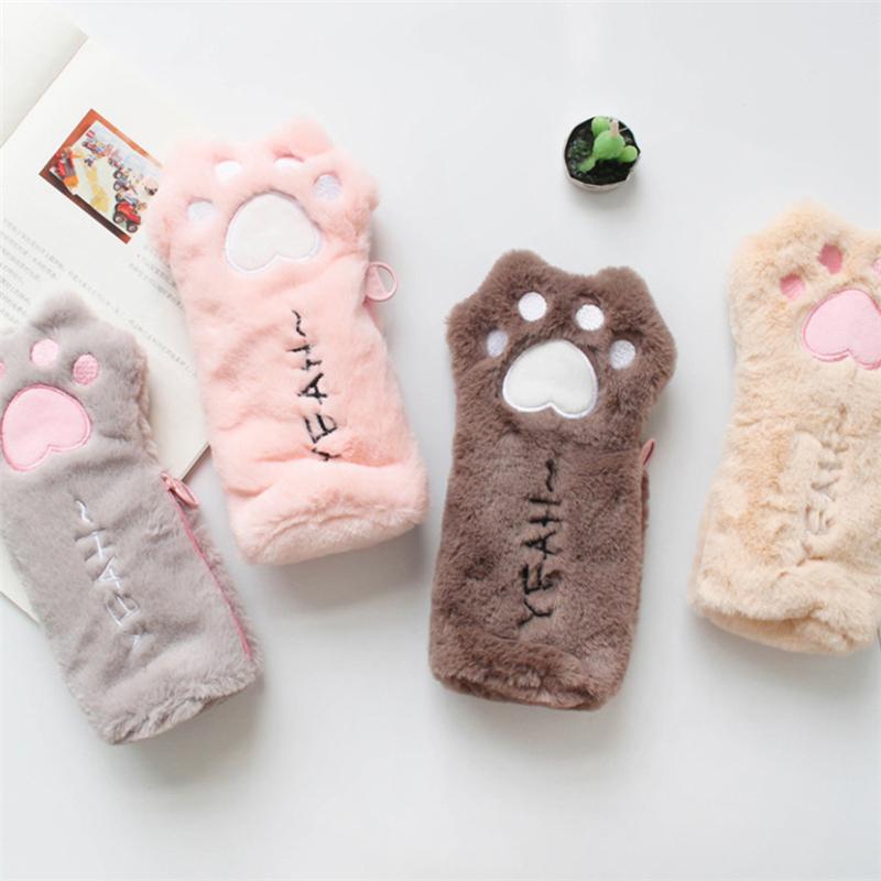 

kawaii pencil case school supplies estojo escolar plush stationery cute cat pencilcases girl piornik high trousse scolaire
