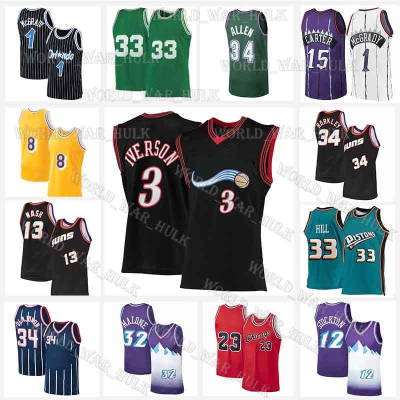 

Allen 3 Iverson Vince 15 Carter Jerseys Ray Grant 33 Hill Steve Barkley Nash Hakeem John Olajuwon Charles Karl Tracy Malone McGrady Stockton, Black;red